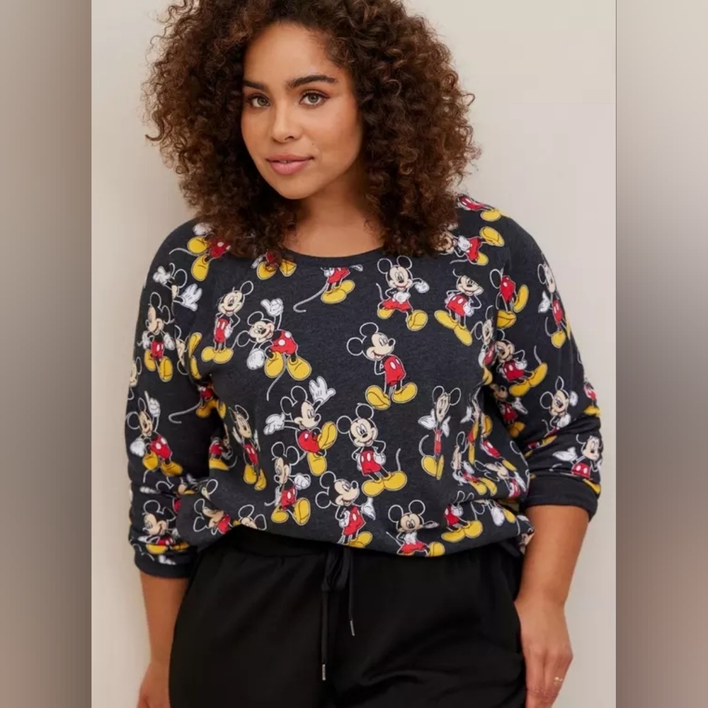 Disney Mickey Mouse Classic Fit Cozy Fleece Crew Neck Sweatshirt